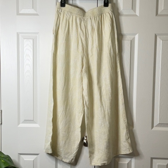 Nicole Miller New York 100% Linen Wide Leg Crop Pants Beige Size L - Picture 7 of 10